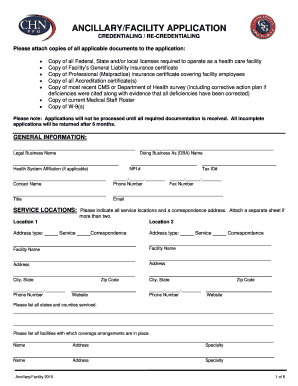Ancillary Facility Application Form