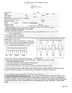 Acupuncture Full Intake Form