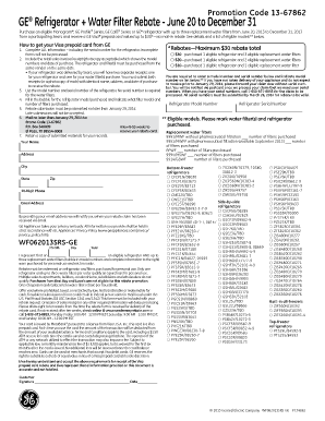 GE Refrigerator Water Filter Rebate Form