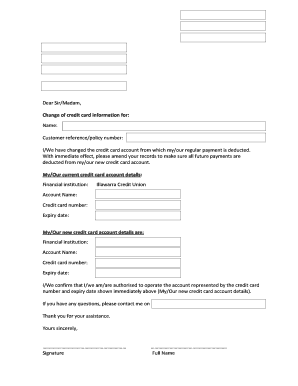 Credit Card Information Change Notice