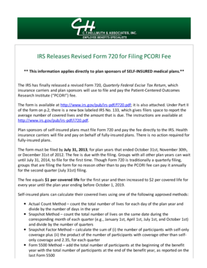IRS Form 720 for PCORI Fee