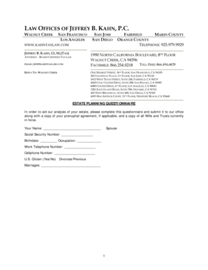 California Estate Planning Questionnaire