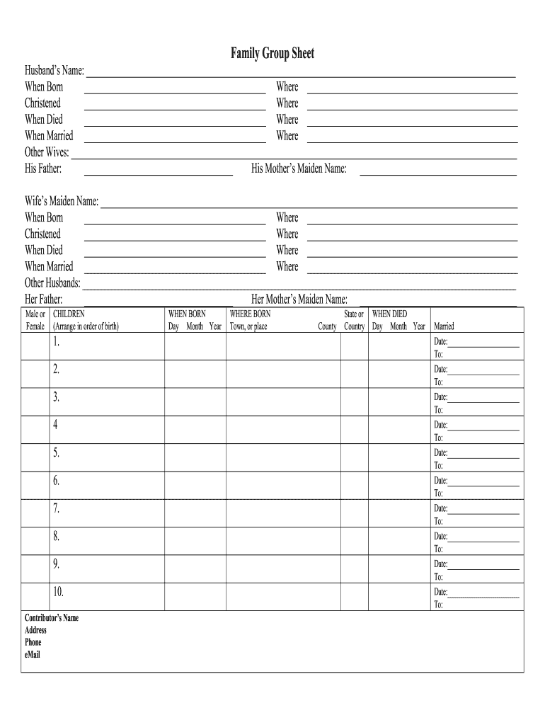 family group sheets pdf