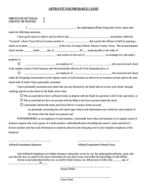 Texas Hot Check Complaint Form