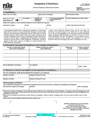 Federal Employees Retirement System Beneficiary Designation Form