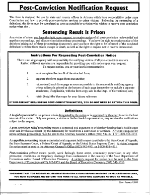 Arizona Post-Conviction Notification Request