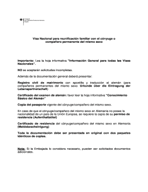 Visa Nacional para reunificación familiar con el cónyuge o compañero permanente del mismo sexo