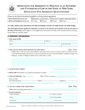 Application for Admission to Practice as an Attorney in New York