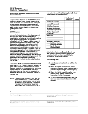 HPRP Program Eligibility Release Form