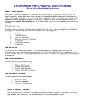 Pennsylvania Construction Permit Application