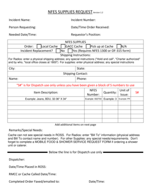 NFES Supplies Request Form