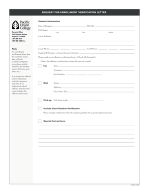 Request for Enrollment Verification Letter