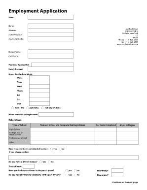 Employment Application Form