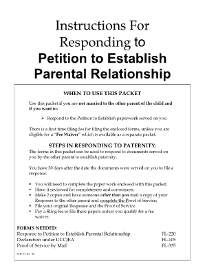 Response to Petition to Establish Parental Relationship