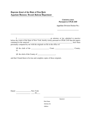 New York Appellate Division Certification