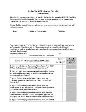 Section 504 Self-Evaluation Checklist