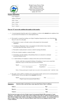 Wright County Septic System Certificate
