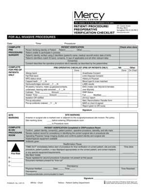 Preoperative Verification Checklist
