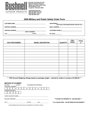 2009 Military and Public Safety Order Form