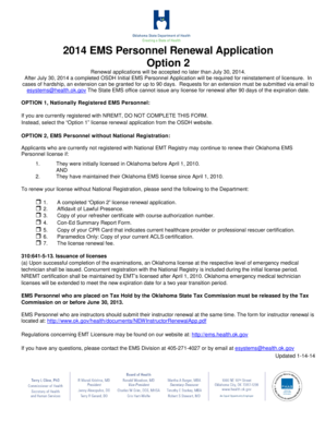 Oklahoma EMS Personnel Renewal Application