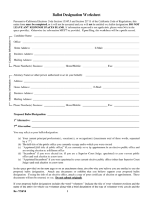 California Ballot Designation Worksheet