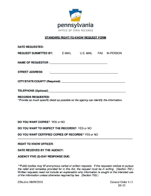 Standard Right-to-Know Request Form