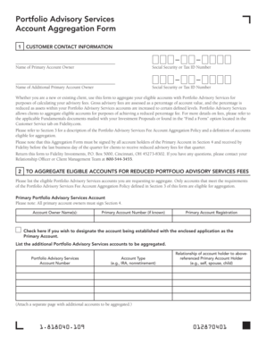 Portfolio Advisory Services Account Aggregation Form
