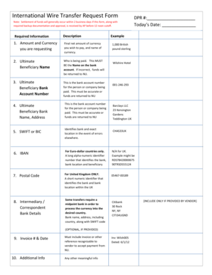 International Wire Transfer Request Form