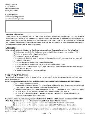 UK Employment Application Form