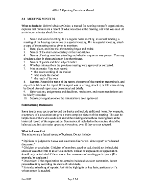 Election minutes sample - order of minutes of meeting form