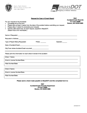 Massachusetts Crash Report Request Form