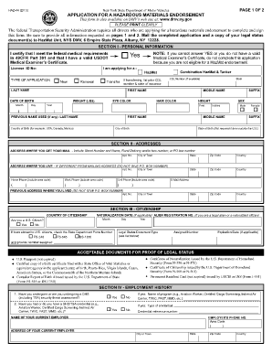 New York HazMat Endorsement Application
