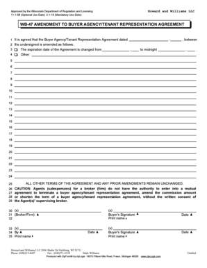 Amendment to Buyer Agency/Tenant Representation Agreement