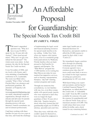 Special Needs Tax Credit Proposal