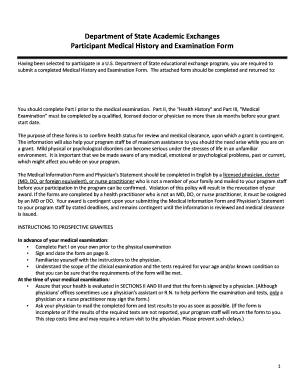US Department of State Academic Exchange Medical Form