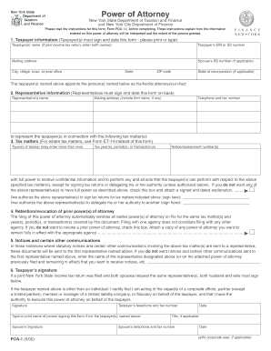 New York Power of Attorney for Tax Matters