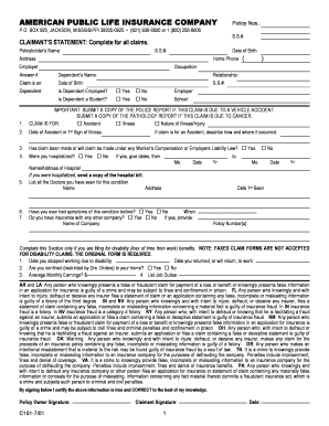 American Public Life Insurance Claim Form
