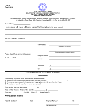 Kentucky Public Records Inspection Request