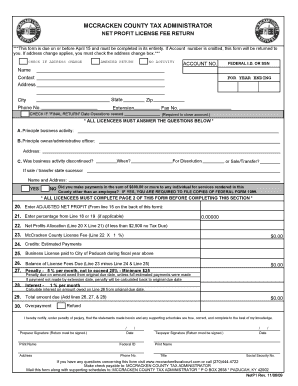 McCracken County Net Profit License Fee Return