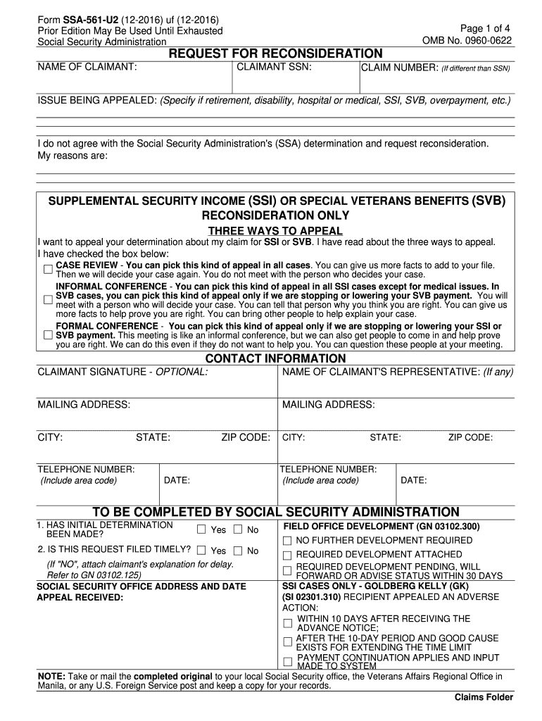 2013 Form SSA 561 U2 Fill Online Printable Fillable Blank PdfFiller
