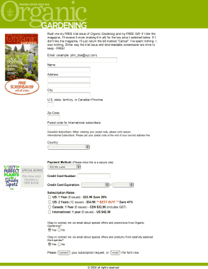 Organic Gardening Magazine Subscription Form