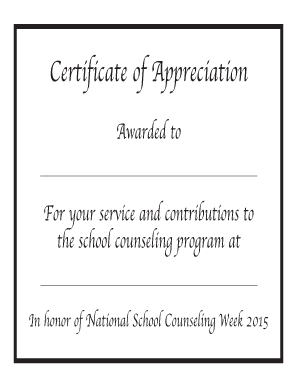 Certificate of Appreciation - schoolcounselor