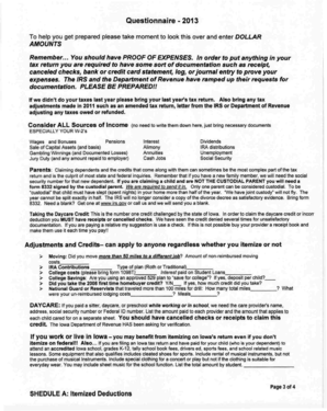2013 Tax Preparation Questionnaire