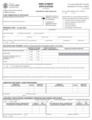 City of Calgary Employment Application