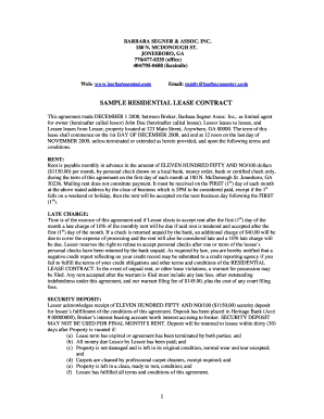 Sample Residential Lease Contract