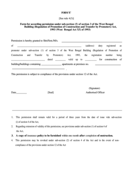 West Bengal Building Construction Permission Form