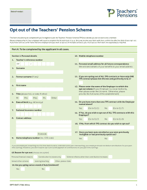 Teachers' Pension Scheme Opt-Out Form