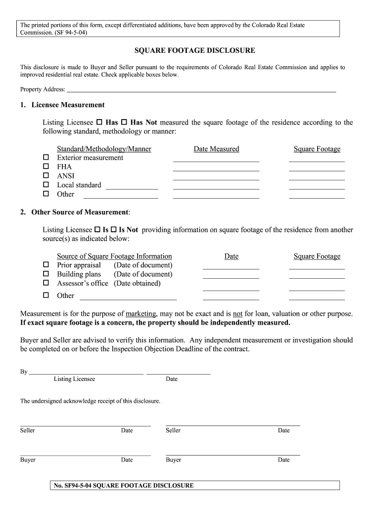 square footage disclosure colorado Preview on Page 1.