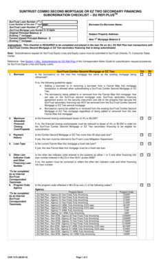 SunTrust Combo Second Mortgage Subordination Checklist