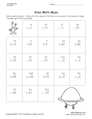 Alien Math Maze Worksheet 3 for 3rd grade - TLSBooks.com